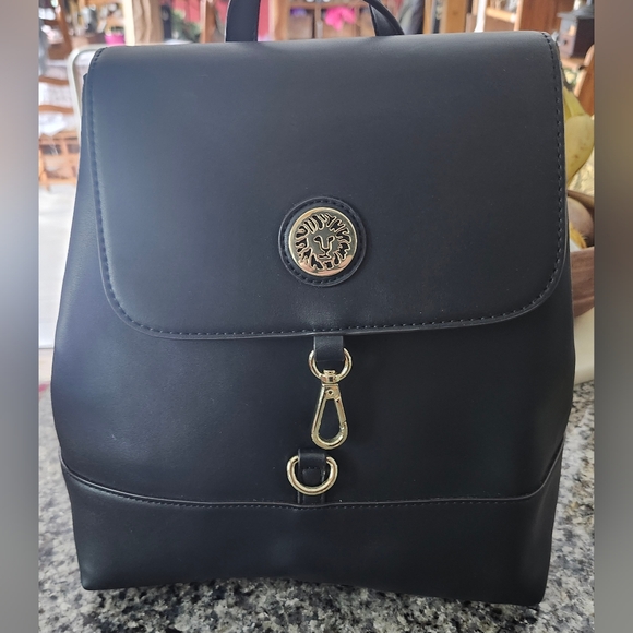 Anne Klein Off The Grid Black Faux Leather Backpack - Picture 2 of 16